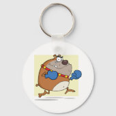 Grappige Cartoon Bulldog Boxer Dog Sleutelhanger (Voorkant)