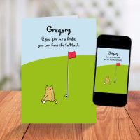 Grappige Cartoon Cat Birdie Golf Joke Verjaardag