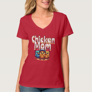 Grappige Cartoon Chicks Chicken Mom gepersonalis T-shirt