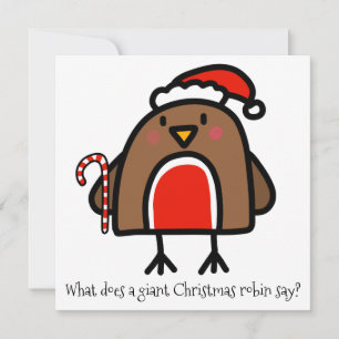 Grappige Cartoon Christmas Robin Feestdagenkaart