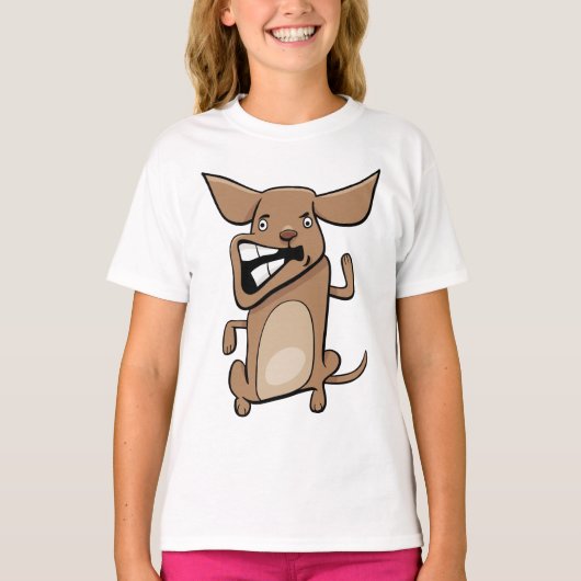 Grappige Cartoon Crazy Dog Hilarisch Schattige Hui T-shirt (Voorkant)