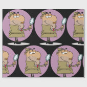Grappige Cartoon Detective met Vergrootglas Cadeaupapier (Vlak)