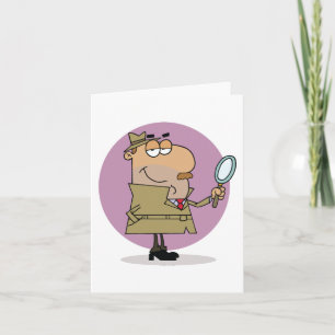 Grappige Cartoon Detective met Vergrootglas Kaart