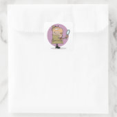 Grappige Cartoon Detective met Vergrootglas Vierkante Sticker (Tas)