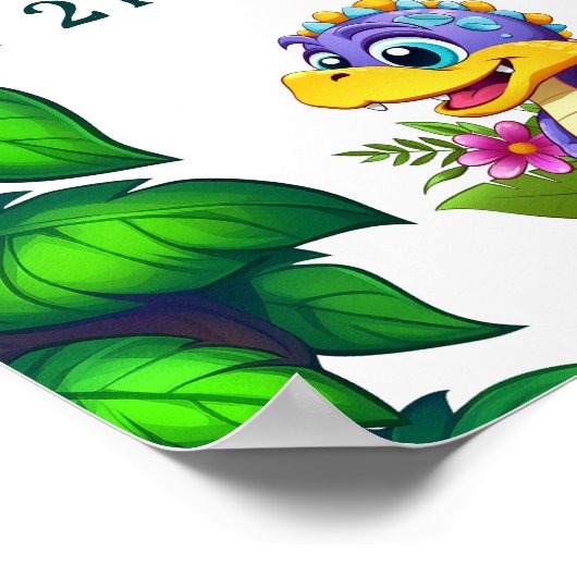 Grappige Cartoon Dinosaurs Groeikaart Poster (Hoek)