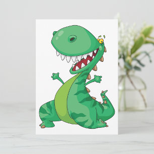 Grappige Cartoon Dinosaurus Brullende T-Rex Kaart