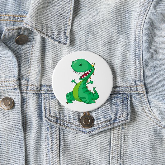 Grappige Cartoon Dinosaurus Roaring T-Rex Ronde Button 7,6 Cm