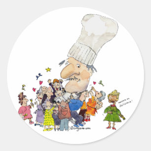 Grappige Cartoon Franse chef-kok Stickers / zegels
