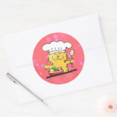 Grappige Cartoon | Funny Kat Chef Ronde Sticker (Envelop)