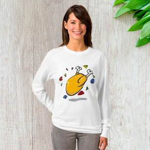 Grappige Cartoon Gebraden Kip Valt T-shirt
