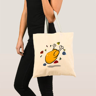 Grappige Cartoon Gebraden Kip Valt Tote Bag
