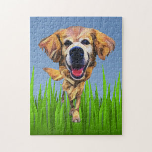 Grappige Cartoon Golden Retriever 252-delige Puzze Legpuzzel