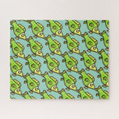 Grappige Cartoon Groene Vis Tekening Legpuzzel (Horizontaal)