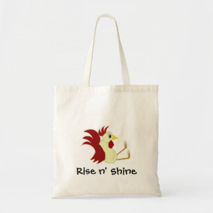Grappige Cartoon Haan met Spreuk Tote Bag
