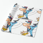 Grappige Cartoon honkbal werper gooien van een Fas Cadeaupapier (Uitgerold)