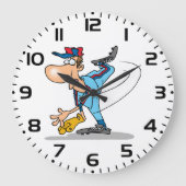 Grappige Cartoon honkbal werper gooien van een Fas Grote Klok (Voorkant)