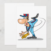 Grappige Cartoon honkbal werper gooien van een Fas Kaart (Voorkant / Achterkant)