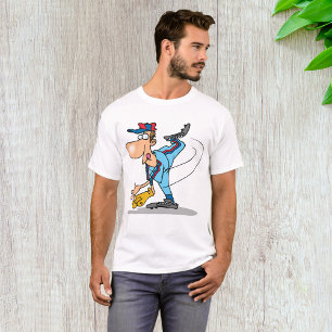 Grappige Cartoon honkbal werper gooien van een Fas T-shirt