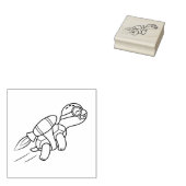 Grappige Cartoon Jetpack Schildpad Rubberstempel (Gestempeld)