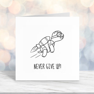 Grappige Cartoon Jetpack Turtle Motivatie Zelfinktende Stempel