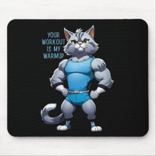 Grappige Cartoon Kat - Bodybuilding Gym Stijl - Op Muismat