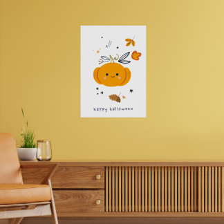 Grappige cartoon katten met bezems, pompoenen en s poster