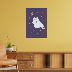 Grappige cartoon katten met bezems, pompoenen en s poster