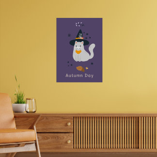 Grappige cartoon katten met bezems, pompoenen en s poster