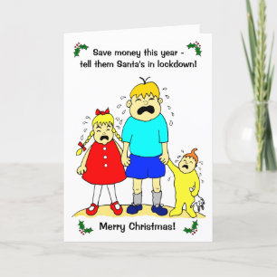 Grappige Cartoon Kinder lockdown kerst Feestdagen Kaart