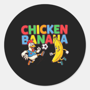 Grappige Cartoon Kip Nana Voetbalspeler Ll Grafisc Ronde Sticker