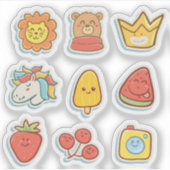 Grappige cartoon kleurrijke sticker set (Voorkant)