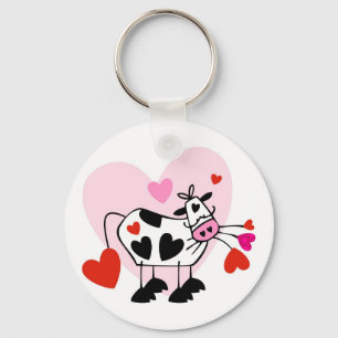 Grappige cartoon koe boos liefde sleutelhanger