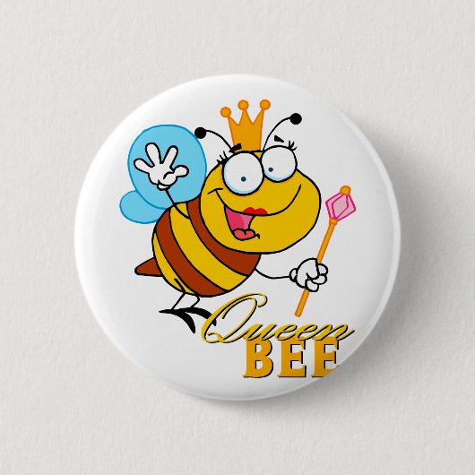 grappige cartoon koningin met tekst ronde button 5,7 cm (Voorkant)