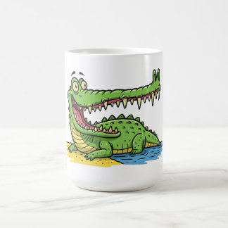 Grappige Cartoon krokodil met grote glimlach Koffiemok