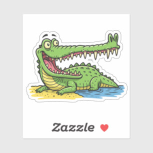 Grappige Cartoon krokodil met grote glimlach Sticker