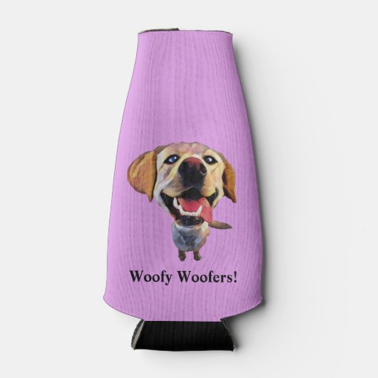 Grappige Cartoon Labrador Retriever Flessenkoeler Flesjeskoeler (Voorkant)