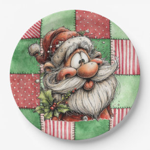 Grappige Cartoon Lachende Kerstman Papieren Bordje