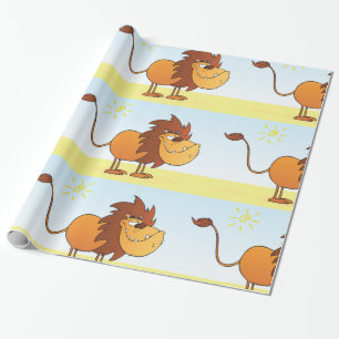 Grappige Cartoon Leeuw in de Zon Safari Dier Cadeaupapier