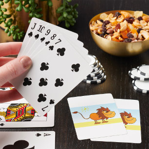Grappige Cartoon Leeuw in de Zon Safari Dier Pokerkaarten