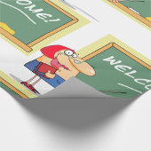 Grappige Cartoon leraar Welkom terug op school Cadeaupapier
