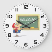 Grappige Cartoon leraar Welkom terug op school Grote Klok (Voorkant)