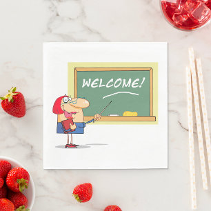 Grappige Cartoon leraar Welkom terug op school Servet