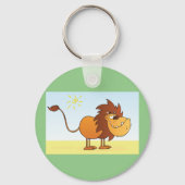 Grappige Cartoon Lion in de zon Safari Animal Sleutelhanger (Voorkant)
