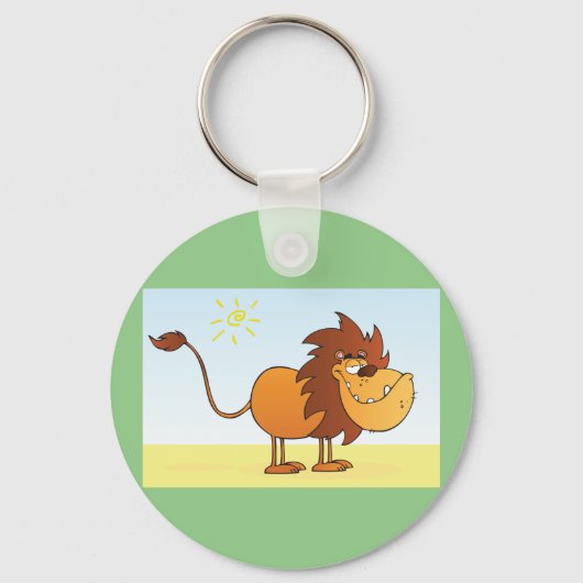 Grappige Cartoon Lion in de zon Safari Animal Sleutelhanger (Achterkant)