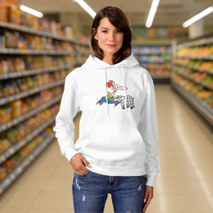 Grappige Cartoon Man Die Rent Met Boodschappenkar Hoodie