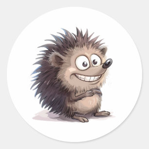 Grappige Cartoon Modern Simply Classic Hedgehog Ronde Sticker
