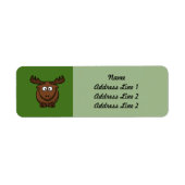Grappige Cartoon Moose met groene achtergrond Etiket (Voorkant)