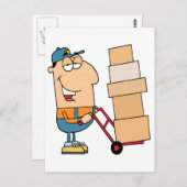 grappige cartoon mover briefkaart (Voorkant / Achterkant)