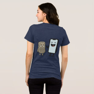 Grappige Cartoon _ Nieuwe Smartphone vs Oude Telef Tri-Blend Shirt