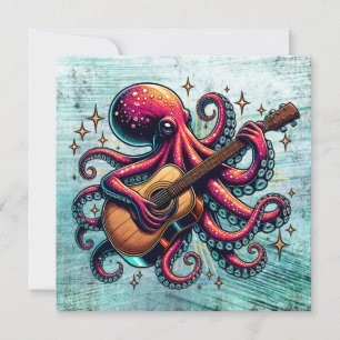 Grappige Cartoon Octopus Spelen Gitaar